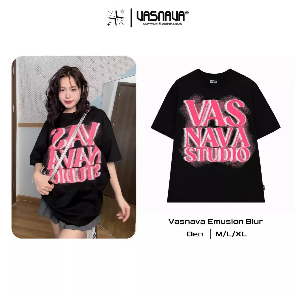 Áo Thun Vasnava Emulsion Blur - Cotton Nam Nữ Unisex Tay Lỡ Oversize Cổ Tròn