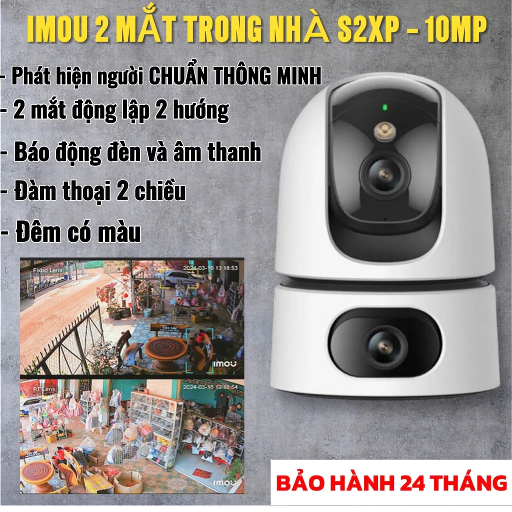 (TẶNG ĐẾ L+ DÂY NỐI đơn cam+thẻ)Camera wifi 2 Mắt IMOU Trong Nhà S2XEP 6MP/10MP Bảo Hành Hãng 2 Năm