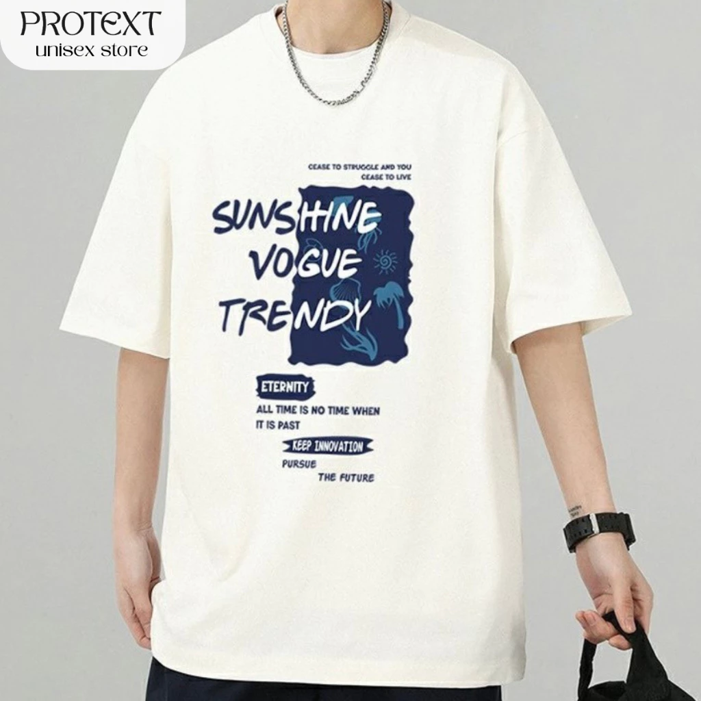 Áo Thun Form Rộng Protex in Chữ Sunshine Vogue Trendy Chất Cotton Đẹp Thời Trang Nam Nữ A4