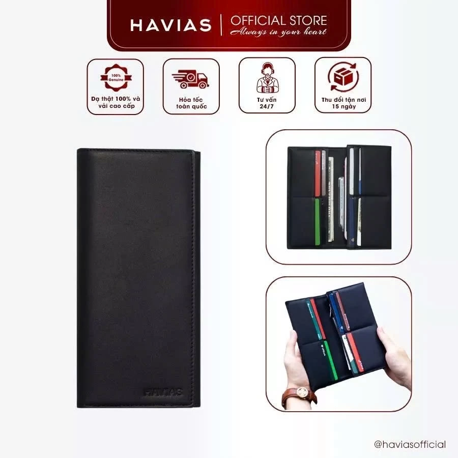 Ví Dài cao cấp HAVIAS Da Bê Calfskin nhập khẩu (da bò con) MIDAS