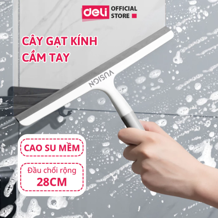 [SIÊU RẺ] Cây Gạt Nước Lau Kính Cầm Tay Deli Cây Lau Kính Gạt Chùi Kính Cầm Tay Nhỏ Gọn Vệ Sinh, Cao Su Đầu Gạt Rộng