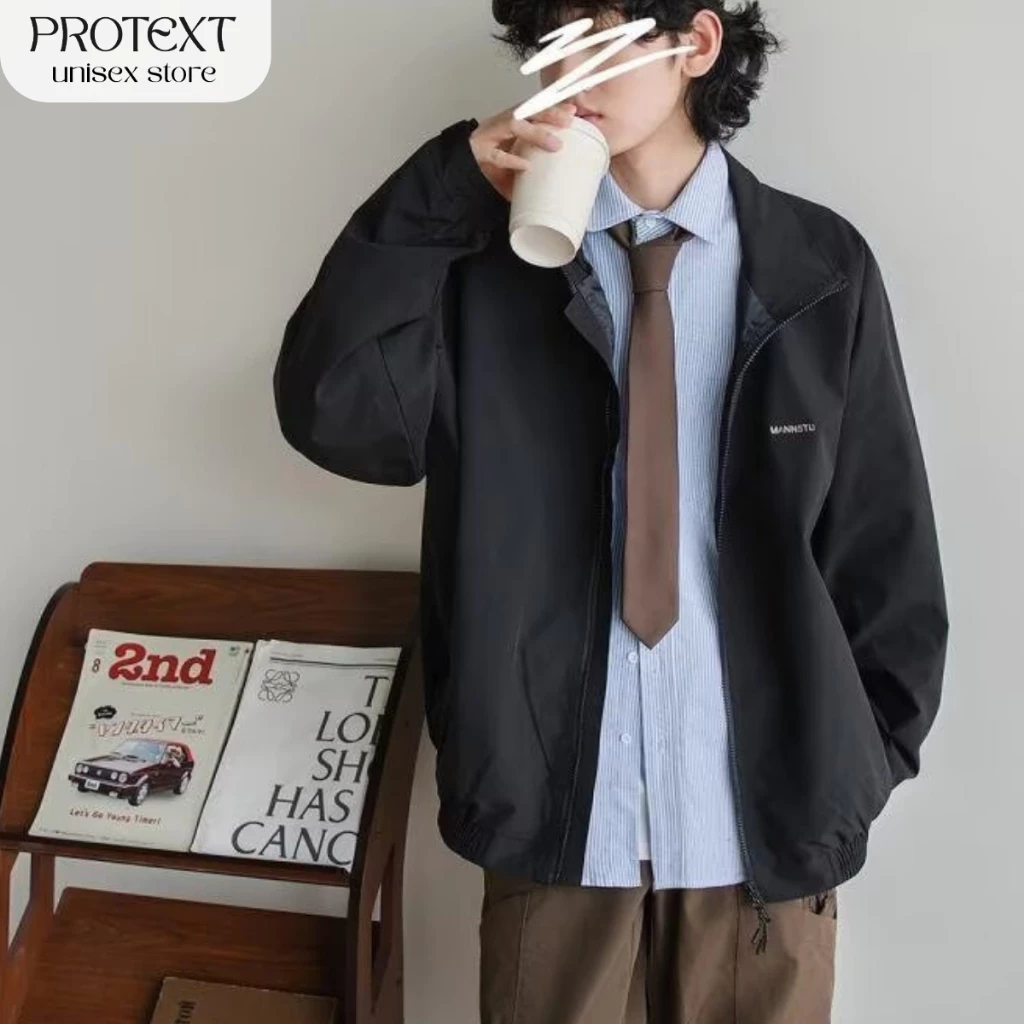 Áo Khoác Gió 2 Lớp Cổ Bẻ Thêu Chữ MANNSTSU Thời Trang Nam Nữ Cao Cấp PROTEX G9