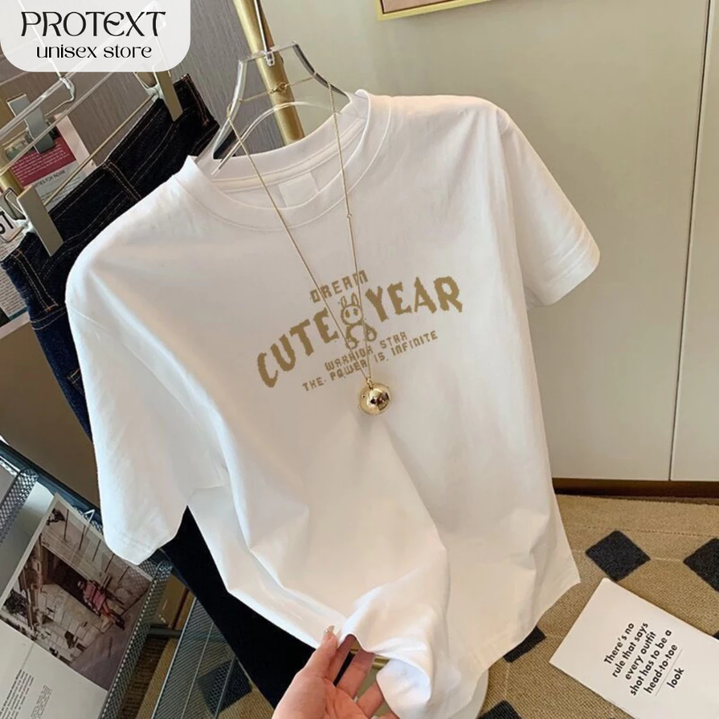 Áo Thun Form Rộng Cotton Cao Cấp In Chữ DREAM CUTE YEAR Thương Hiệu Protex