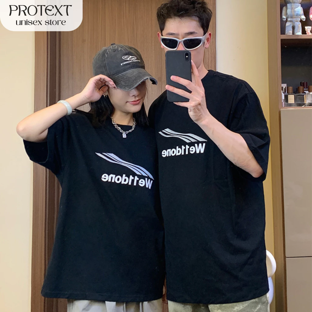Áo Thun Unisex Form Rộng Chất Cotton Cao Cấp in Chữ We11done Thương Hiệu Protex Thời Trang Nam Nữ