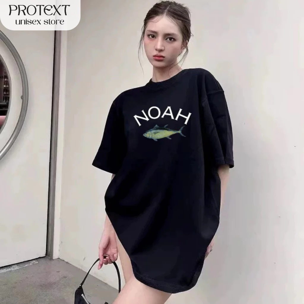 Áo Phông Form Rộng Cotton Cao Cấp in chữ NOAH  Kiểu Dáng Unisex Thương Hiệu Protex