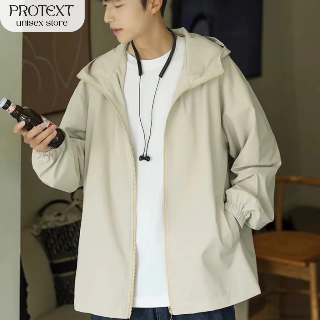Áo Khoác Gió Trơn Cổ Cao Phối Mũ Protex Thời Trang Nam Nữ Chống Gió Chống Nước G8