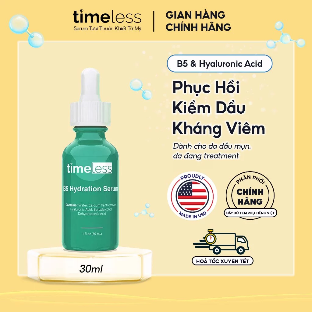 Serum Timeless Vitamin B5 HA Cấp Ẩm Làm Dịu Và Phục Hồi Da