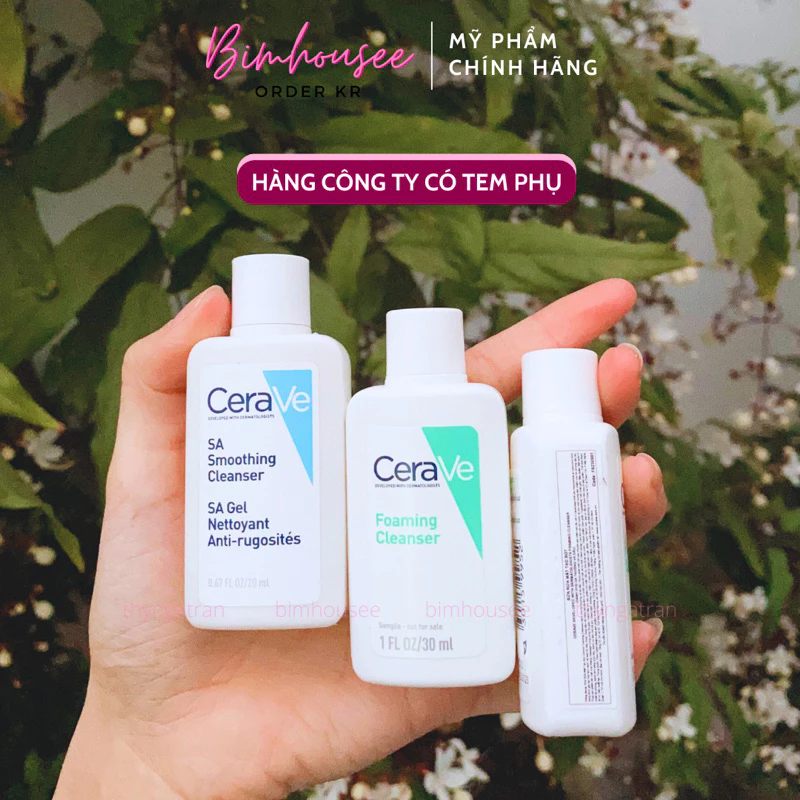 Sữa rửa mặt CeraVe da dầu da khô da mụn Foaming Hydrating SA Smoothing Cleanser 236ml 20ml 30ml
