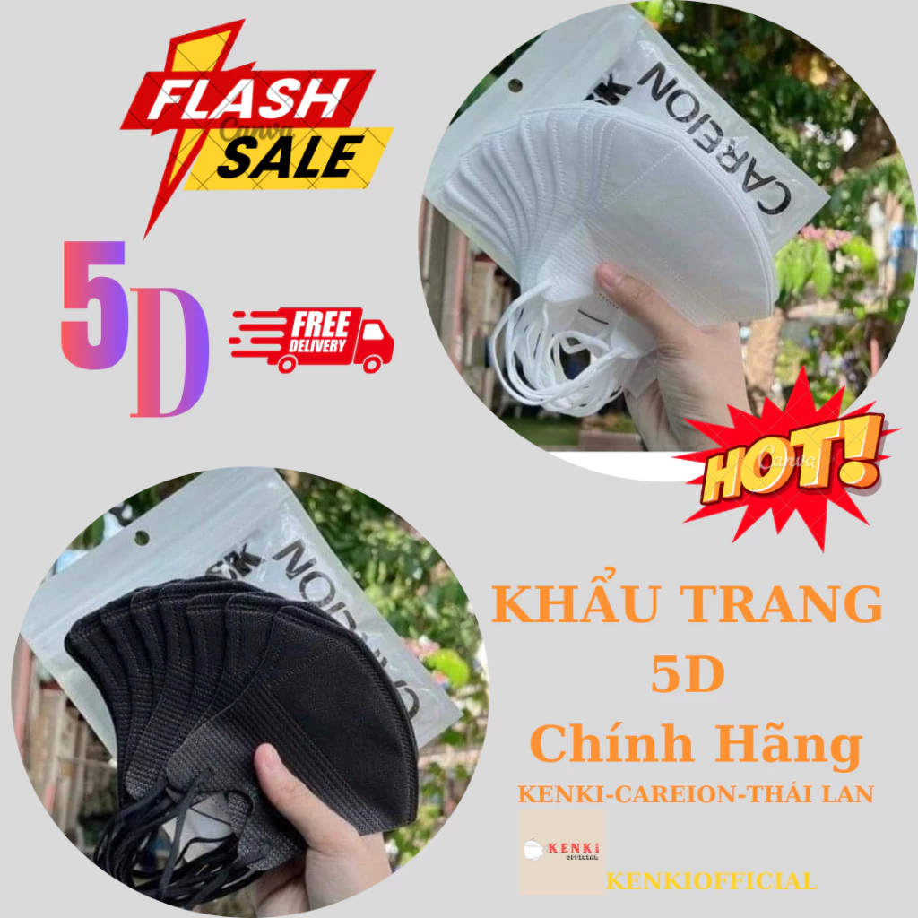 [Độc Quyền SVIP] Combo 200 Cái Khẩu Trang 5D KENKI Chính hãng 3 lớp Kháng khuẩn, dày dặn cao cấp