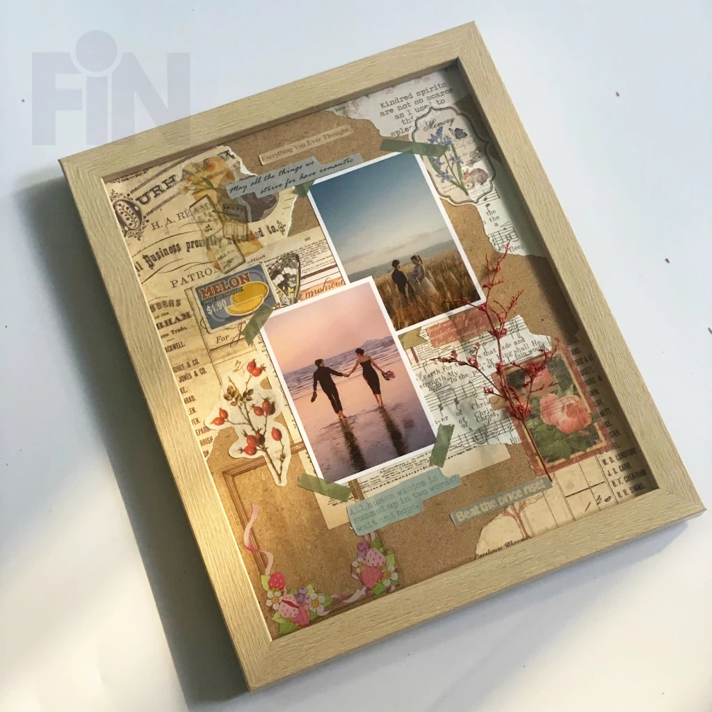 [Set Tự Làm Đã Đầy Đủ] Khung Tranh Vintage Tự Làm Bao Gồm 22 Sticker Vintage Tặng Kèm 9 Ảnh.