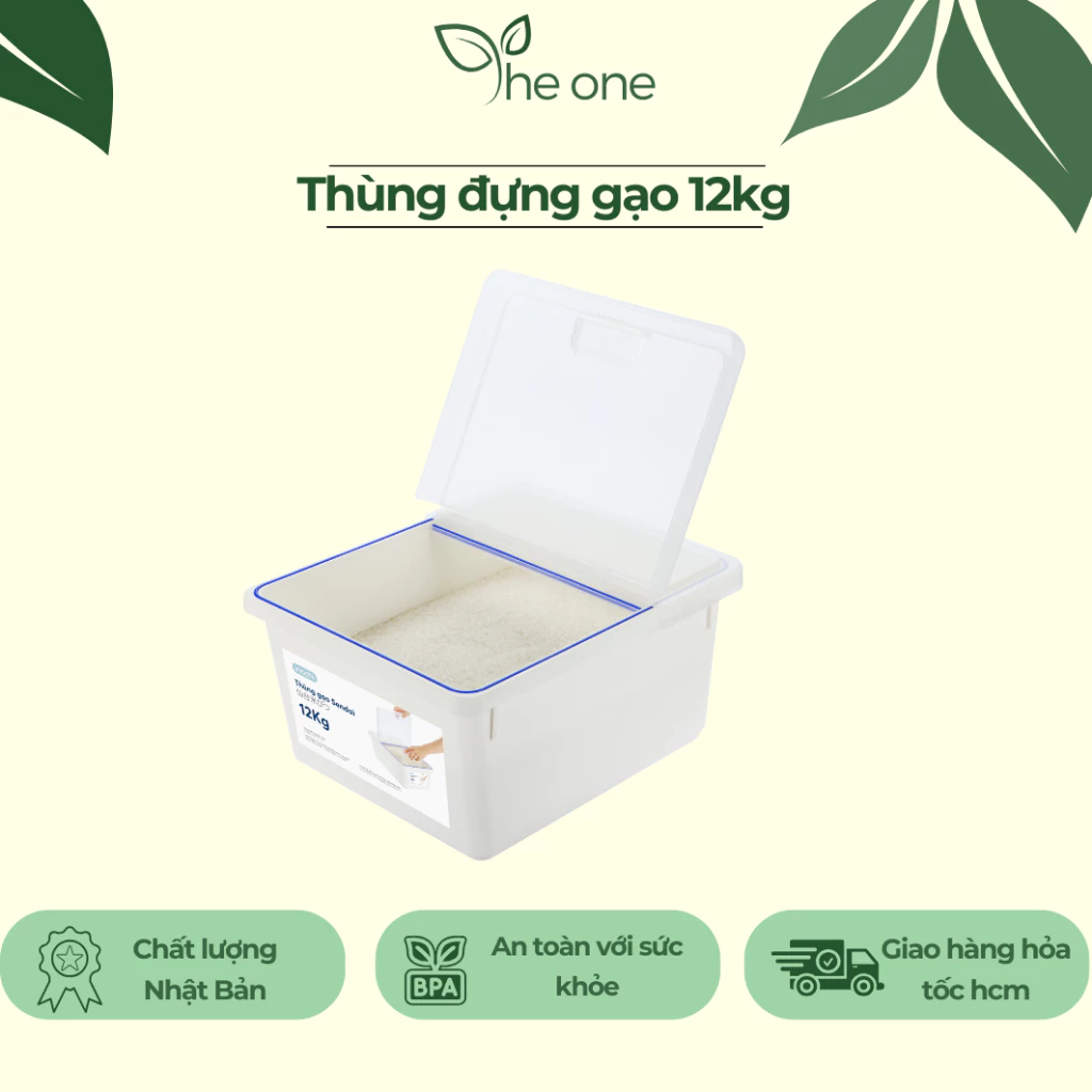 Thùng đựng gạo Inochi cao cấp, chống ẩm mốc mối mọt, ngăn mùi hôi, có kèm cốc đong