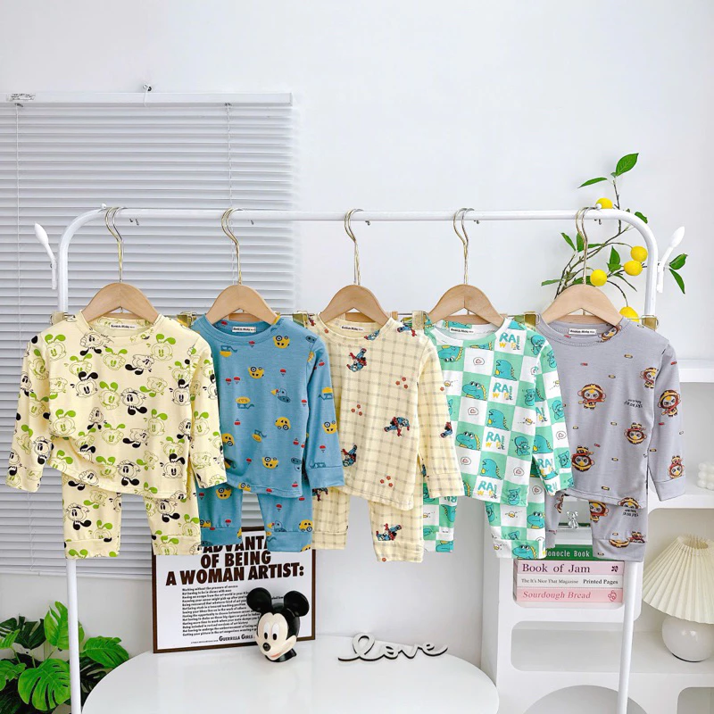 Bộ Dài Tay Thun Lạnh Bé Trai, Hình In Sắc Nét Vải Thun Lạnh loại 1 Mềm Mịn Mát size 7-25kg