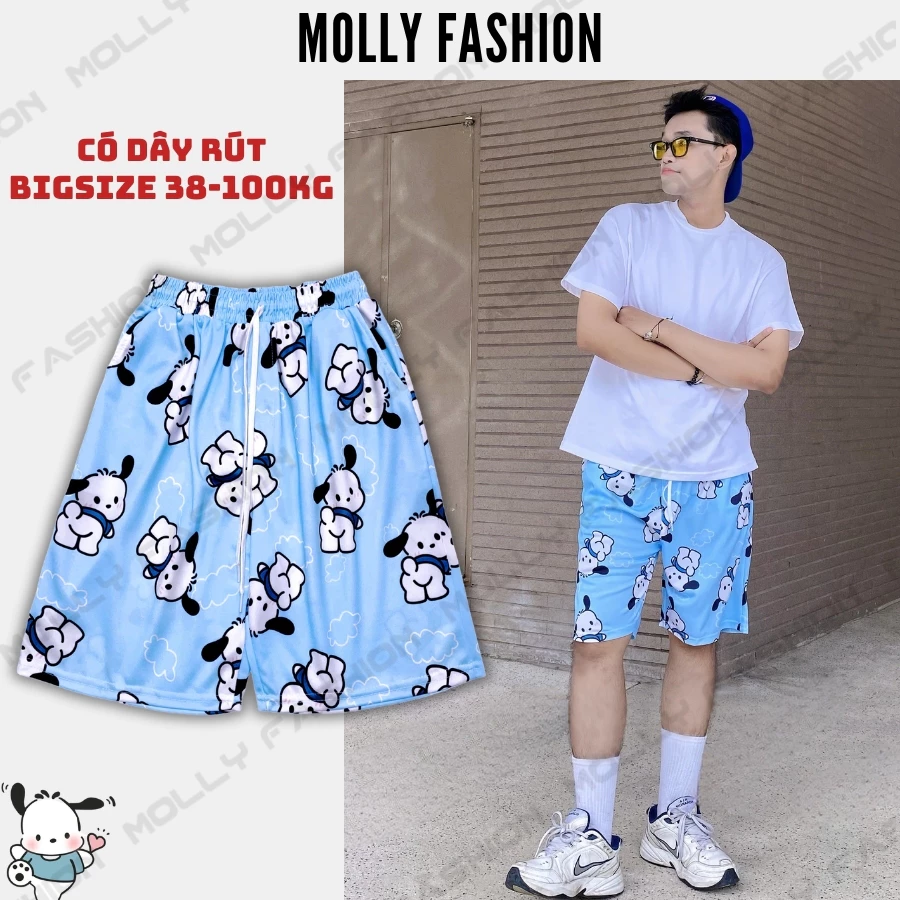 Quần đùi nam nữ MOLLY FASHION Bigsize 38-100kg, quần short mặc nhà hoạt hình đi biển B02