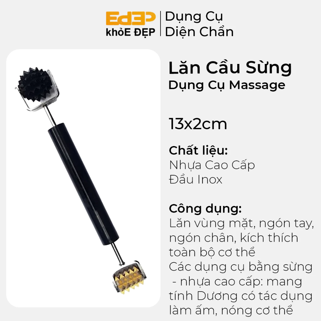 Dụng cụ diện chẩn lăn hai đầu đồng và cầu sừng - lưu thông máu huyết, giảm đau nhanh chóng, diện chẩn chính hãng HCM
