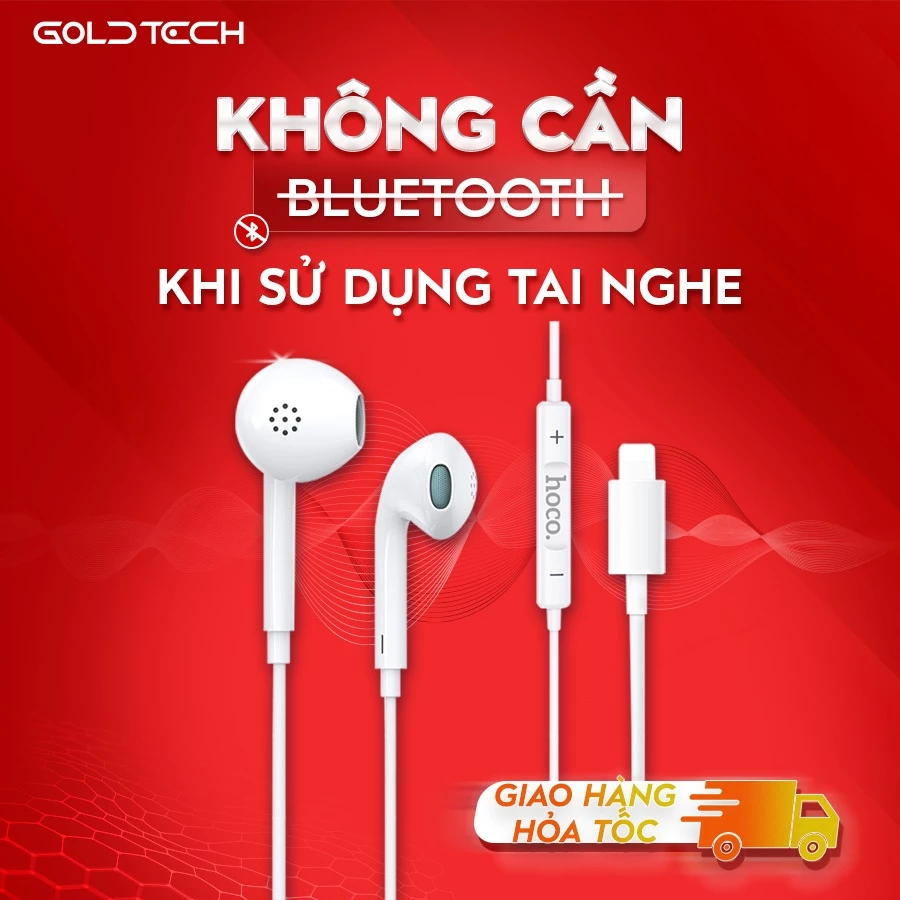 Tai nghe có dây Hoco M111 chân dẹt, có mic nghe gọi, dây dài 120cm, hỗ trợ tăng giảm âm lượng dành cho 7 đến 14