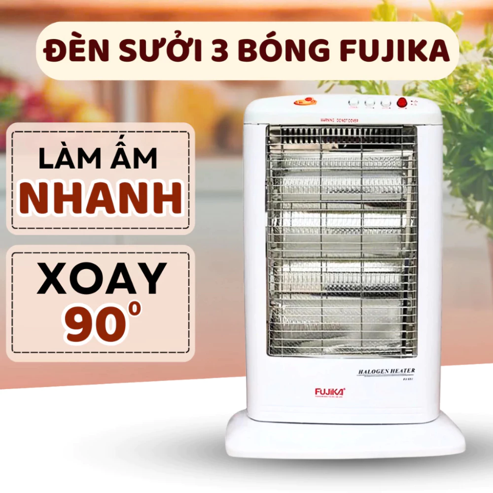 Đèn Sưởi FUJIKA 3 Bóng Công Suất 1200W -  Máy Sưởi Xoay 90 Độ Với 3 Mức Độ Nhiệt Tiện Lợi (DIDOOGLT)