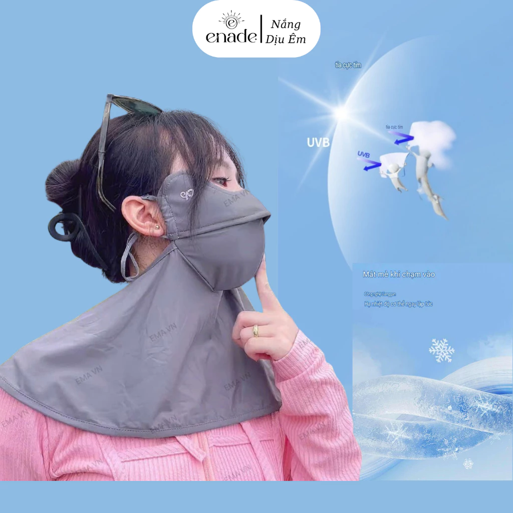 (Kèm Khăn) Khẩu Trang Chống Nắng,Chống Tia UV Kèm Khăn Che Cổ,Vai,Gáy EMA VN
