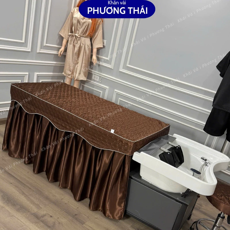 Ga giường gội đầu, ga gội 2in1 phi lụa trần bông cao cấp