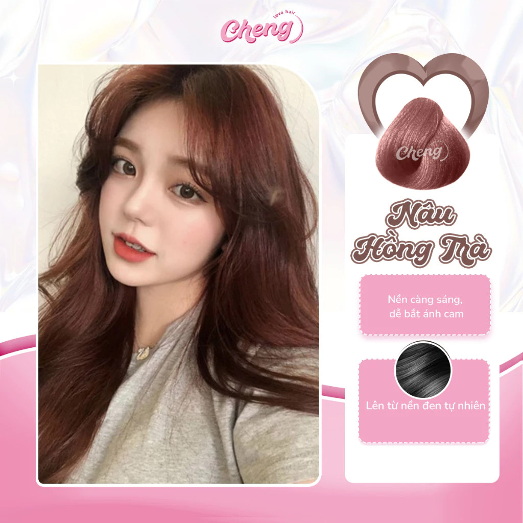 Thuốc Nhuộm Tóc Màu NÂU HỒNG TRÀ Không Tẩy | Chenglovehair, Chenglovehairs