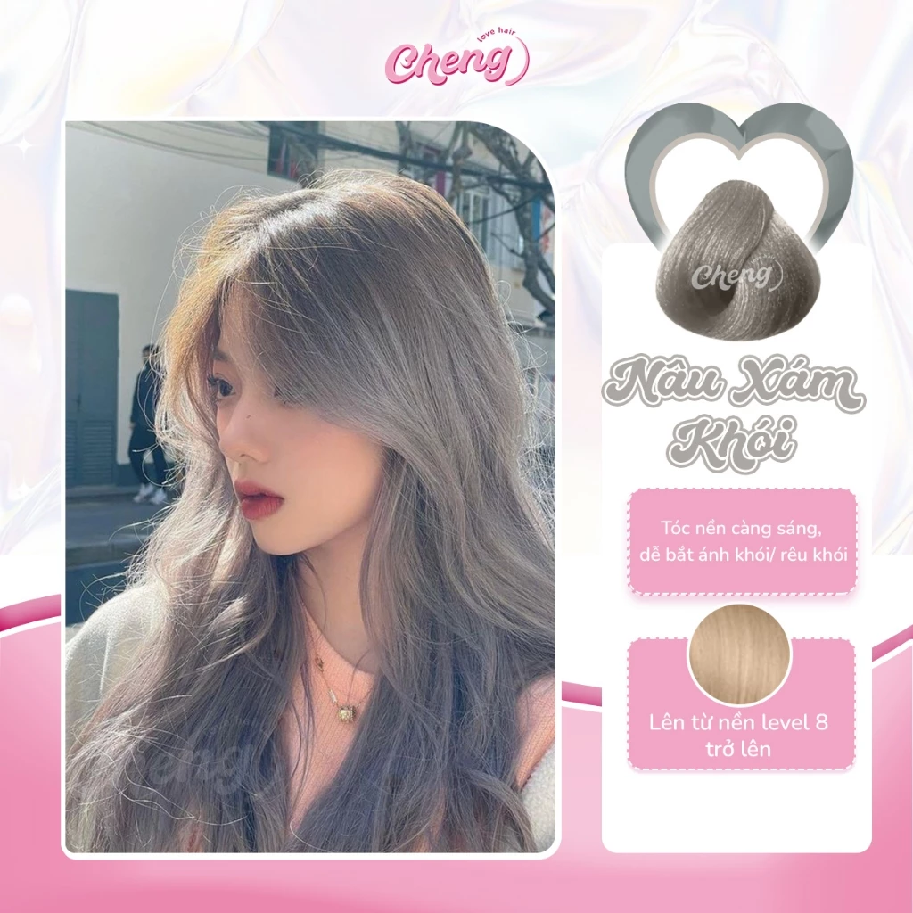 Thuốc Nhuộm Tóc Màu NÂU XÁM KHÓI Cần Tẩy | Chenglovehairs Chengloveshair Chenglovehair