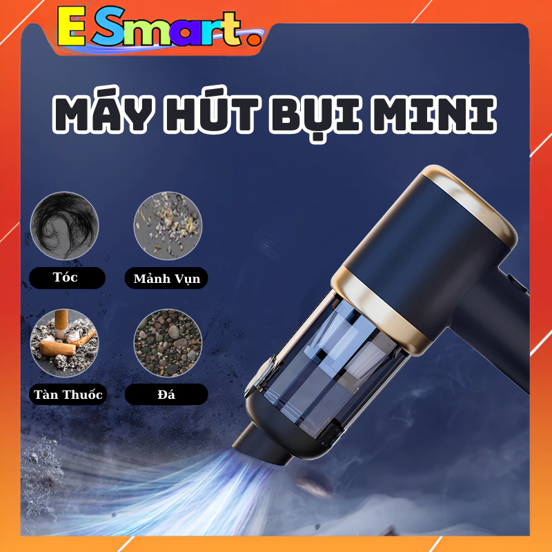 Máy Hút Bụi Cầm Tay Mini, Máy Hút Bụi Ô Tô Không Dây Mạnh Mẽ 6000 Pa Tích Hợp Bộ Lọc Hepa Bằng Thép Nhỏ Gọn Tiện Lợi