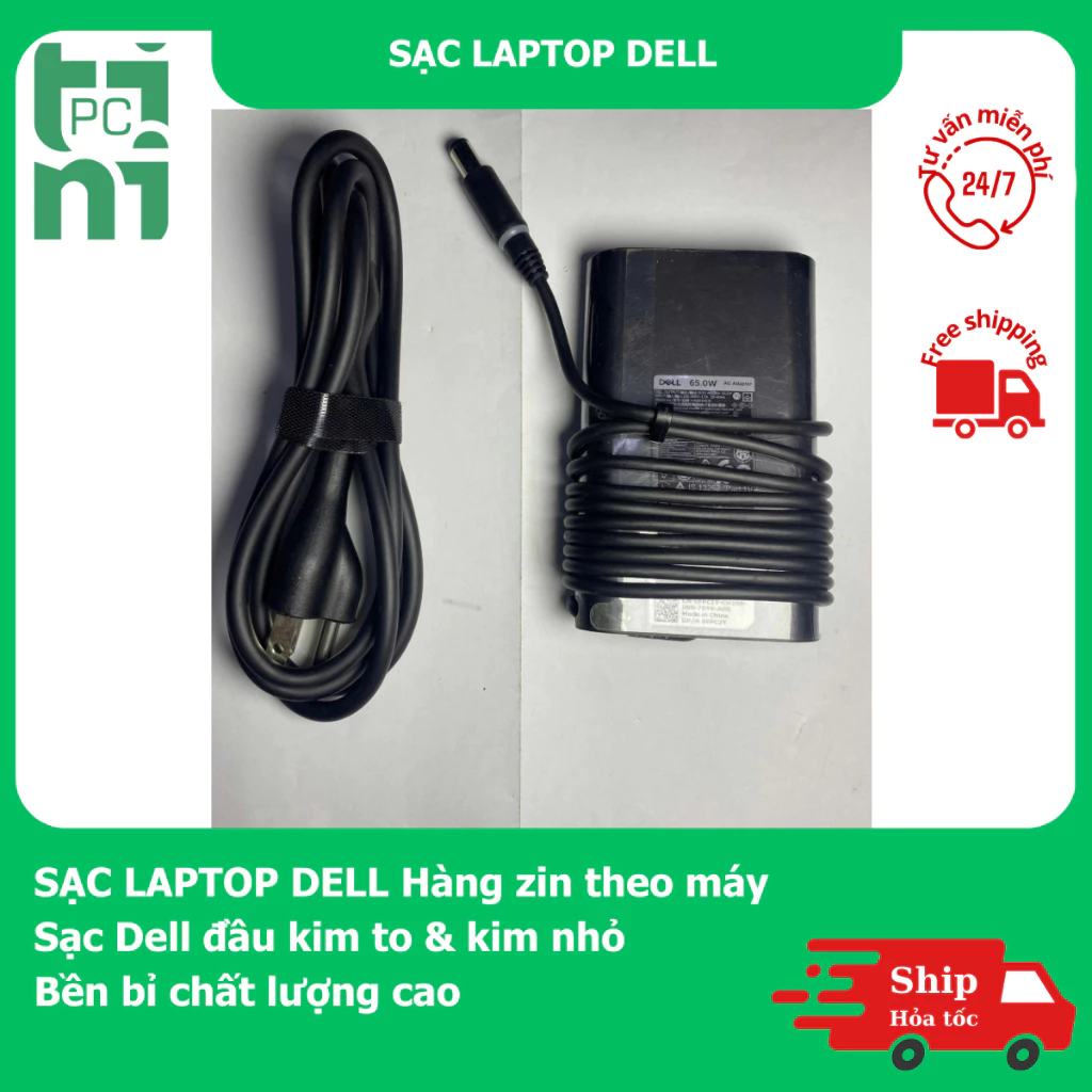 [Bảo Hành 12 Tháng] Sạc Laptop Dell Oval 65W/90W 3.34A/4.62A Chân Kim To Nhỏ 7.4x5.0mm