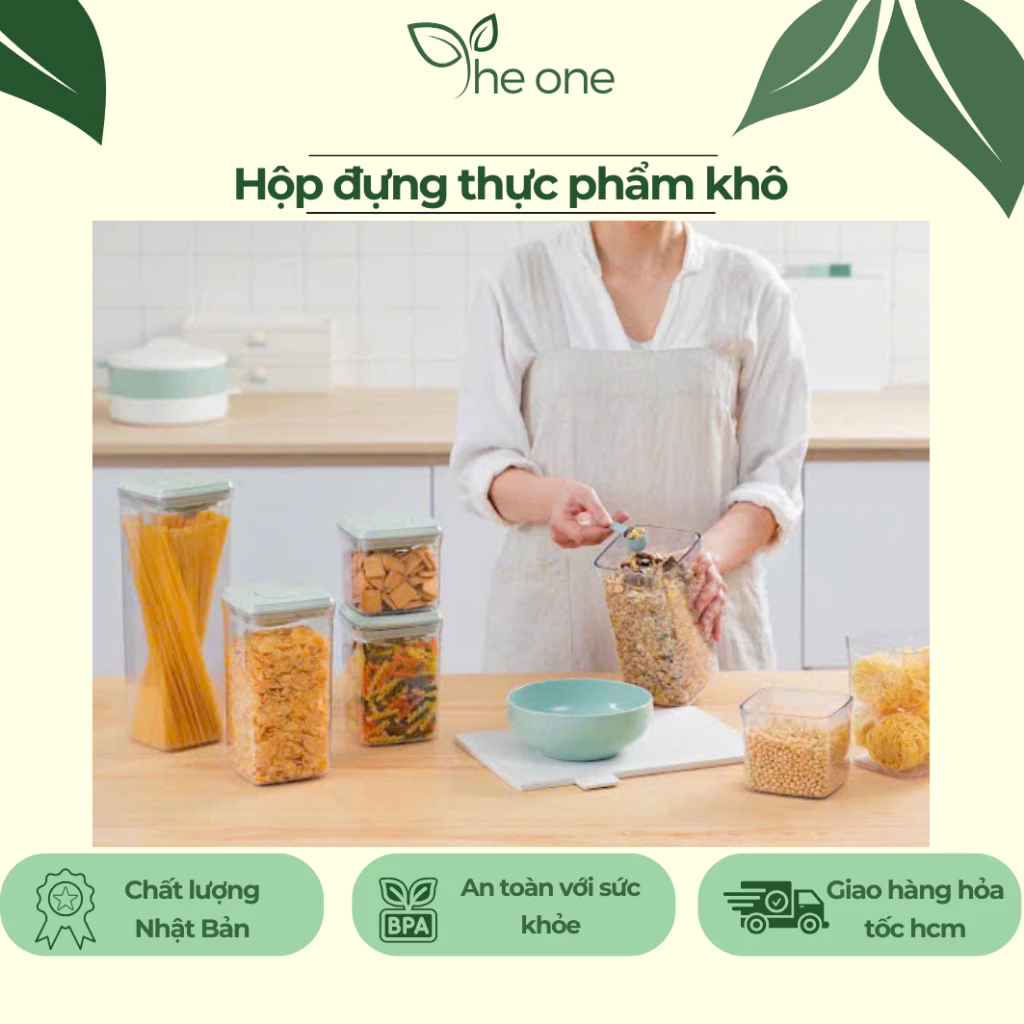 Hộp đựng thực phẩm khô cao cấp Inochi, hộp đựng hạt, bột sữa bảo quản thực phẩm an toàn, trữ đồ khô