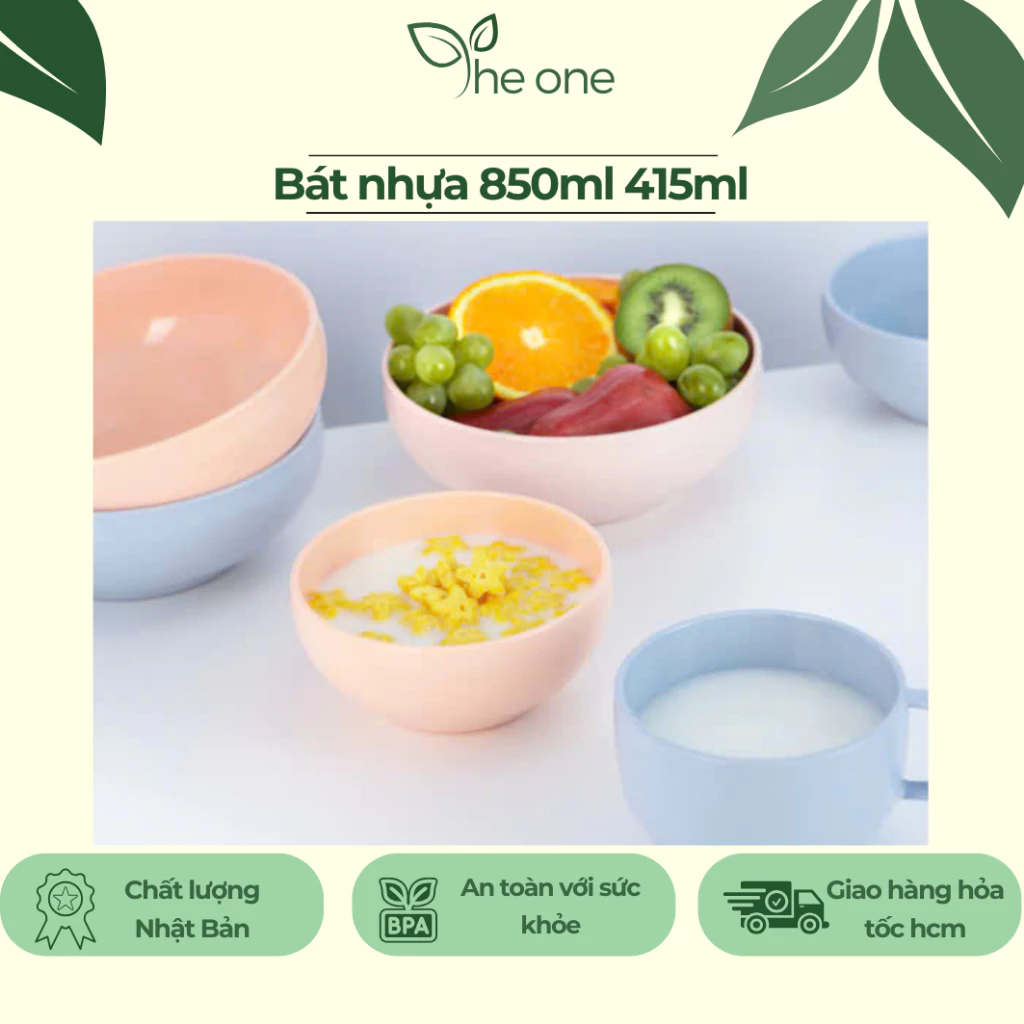 Chén nhựa 415ml 850ml, bát nhựa ăn dặm cho trẻ em, chịu nhiệt 140 độ C, nhựa nguyên sinh an toàn sức khỏe, dễ tảy rửa