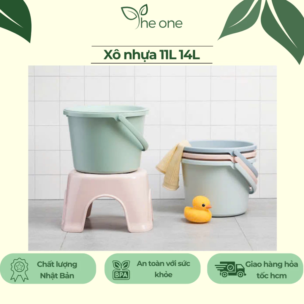 Xô nhựa có nắp cao cấp Notoro Inochi 11L 14L, thiết kế tiêu chuẩn Nhật Bản, tiện lợi, an toàn