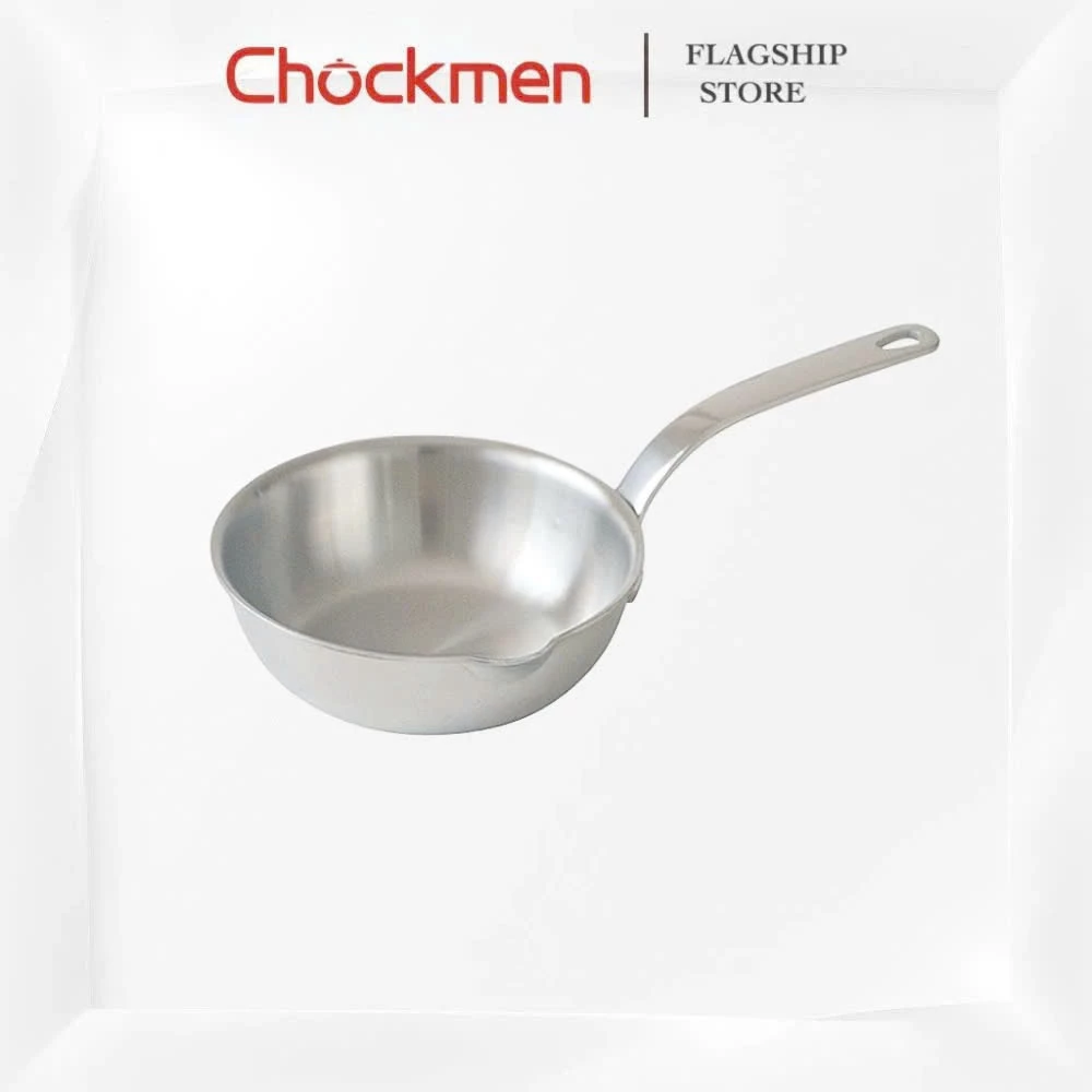 Chảo Mini KINSGEM by Chockmen Inox 18/10 Size 12Cm Chảo Chiên Rán Quánh Ăn Dặm Kèm Nắp Chiên Ngập Dầu Đun Nước Sốt Dùng