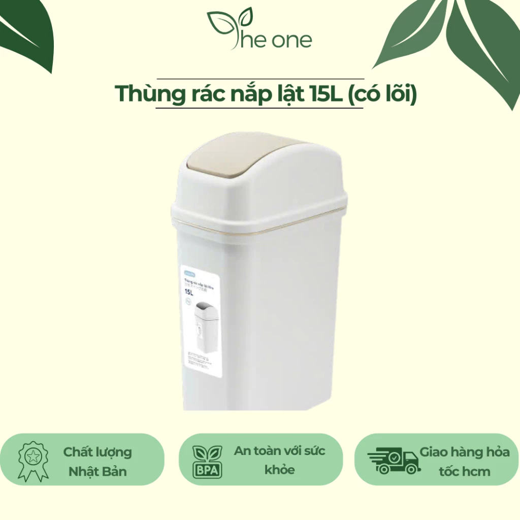 Thùng rác có nắp lật inochi đựng trong văn phòng, nhà bếp, thùng rác nhựa để phòng ngủ phòng