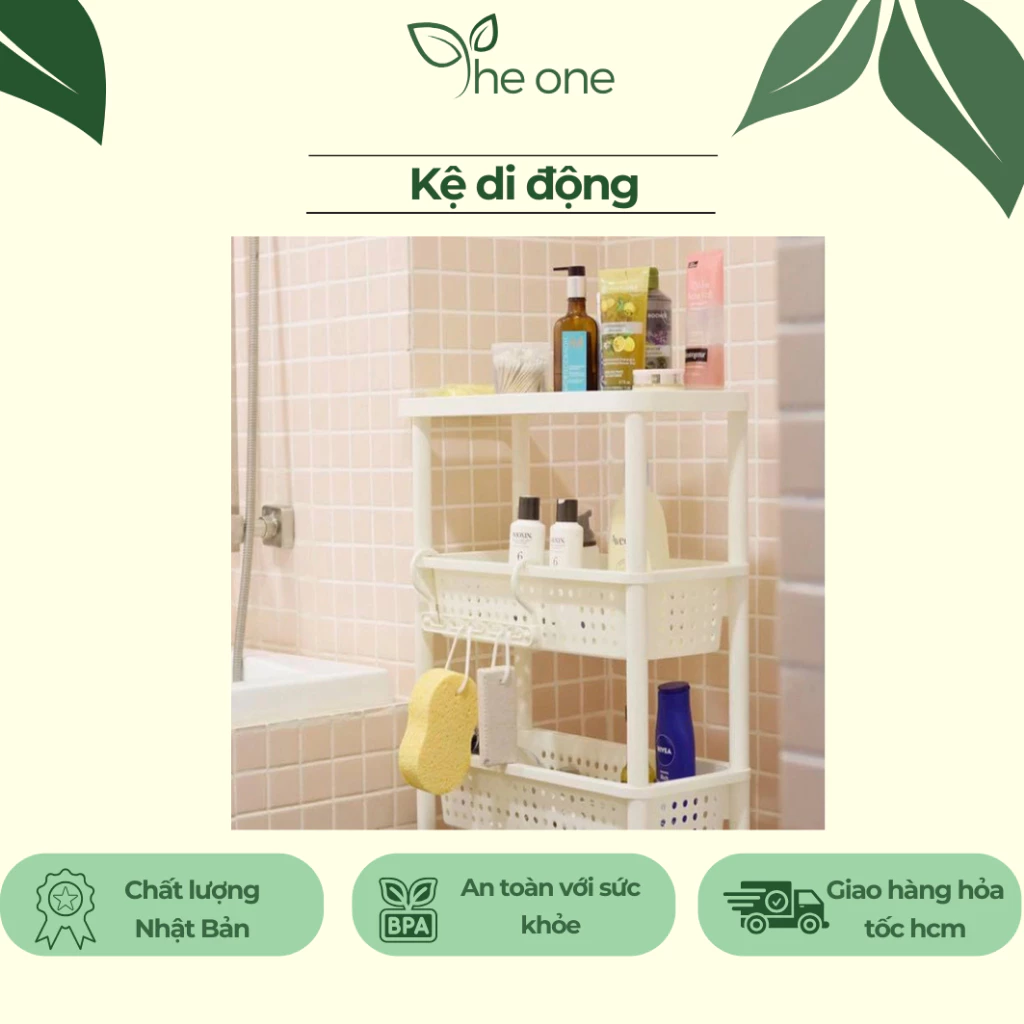 Kệ di động 4 tầng có bánh xe inochi cao cấp chính hãng kệ nhựa để đổ đa năng dùng để gia vị