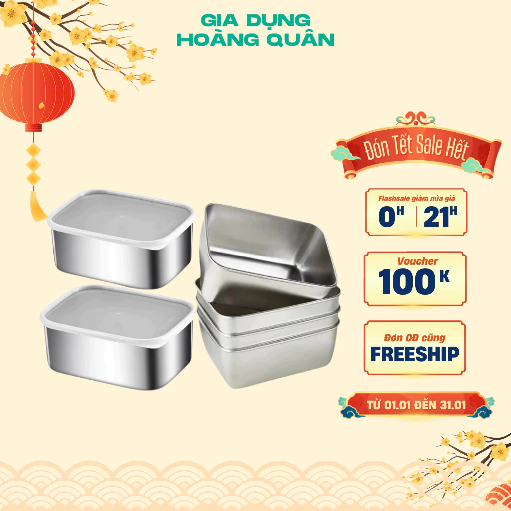 Hộp Đựng Thực Phẩm DIDOOGLT Kèm Nắp Nhựa - Hộp Đựng Bảo Quản Thực Phẩm Chất Liệu Inox 304 Không Gỉ