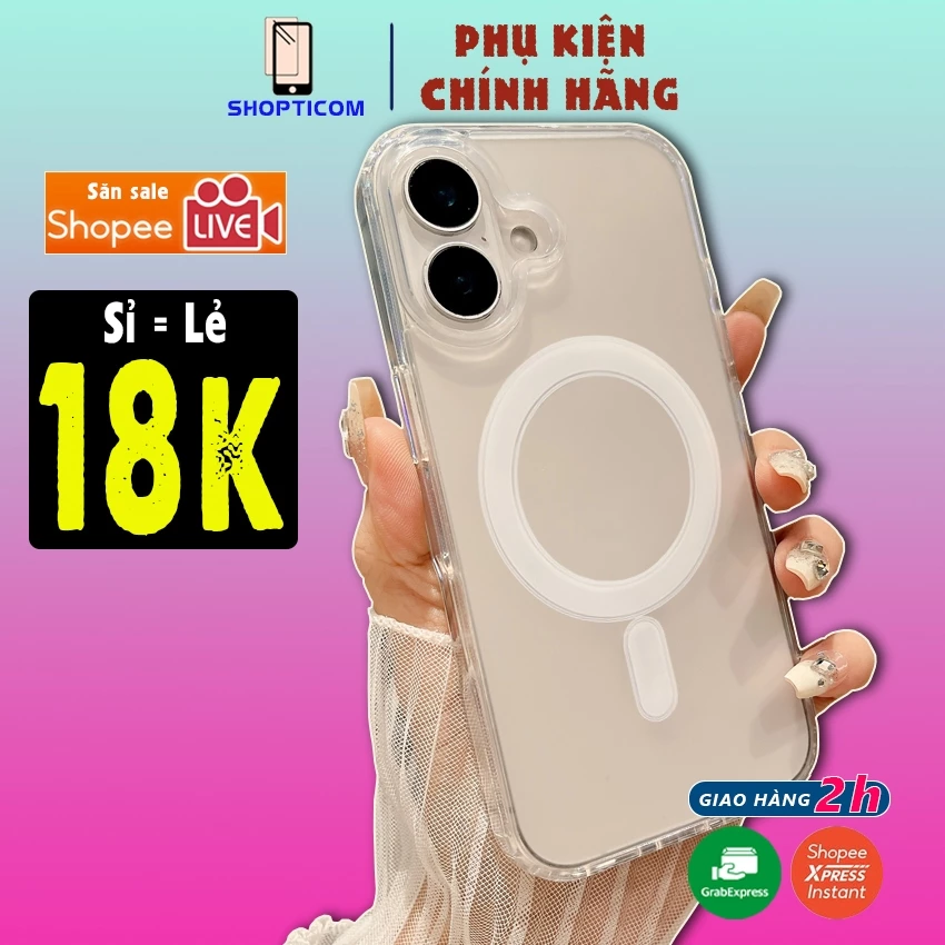 Ốp lưng iphone hỗ trợ sạc không dây từ tính chống sốc 12Promax 13 14 14Promax 15Promax 16 17Promax