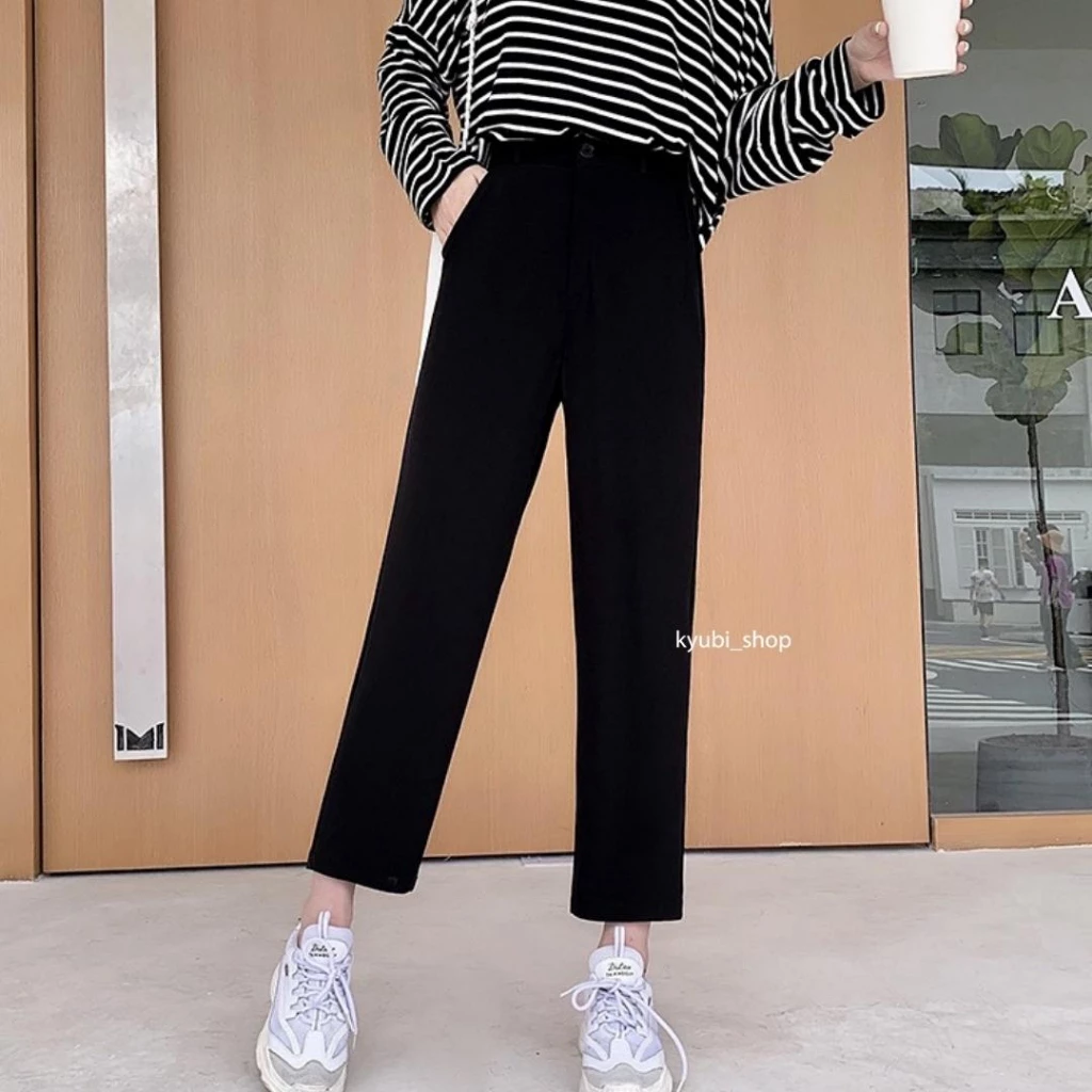 Quần tây baggy nữ Ulzzang Kyubi cạp cao học sinh công sở [Có bigsize] - Quần pant âu phục đi học đi làm KYUBI JR29