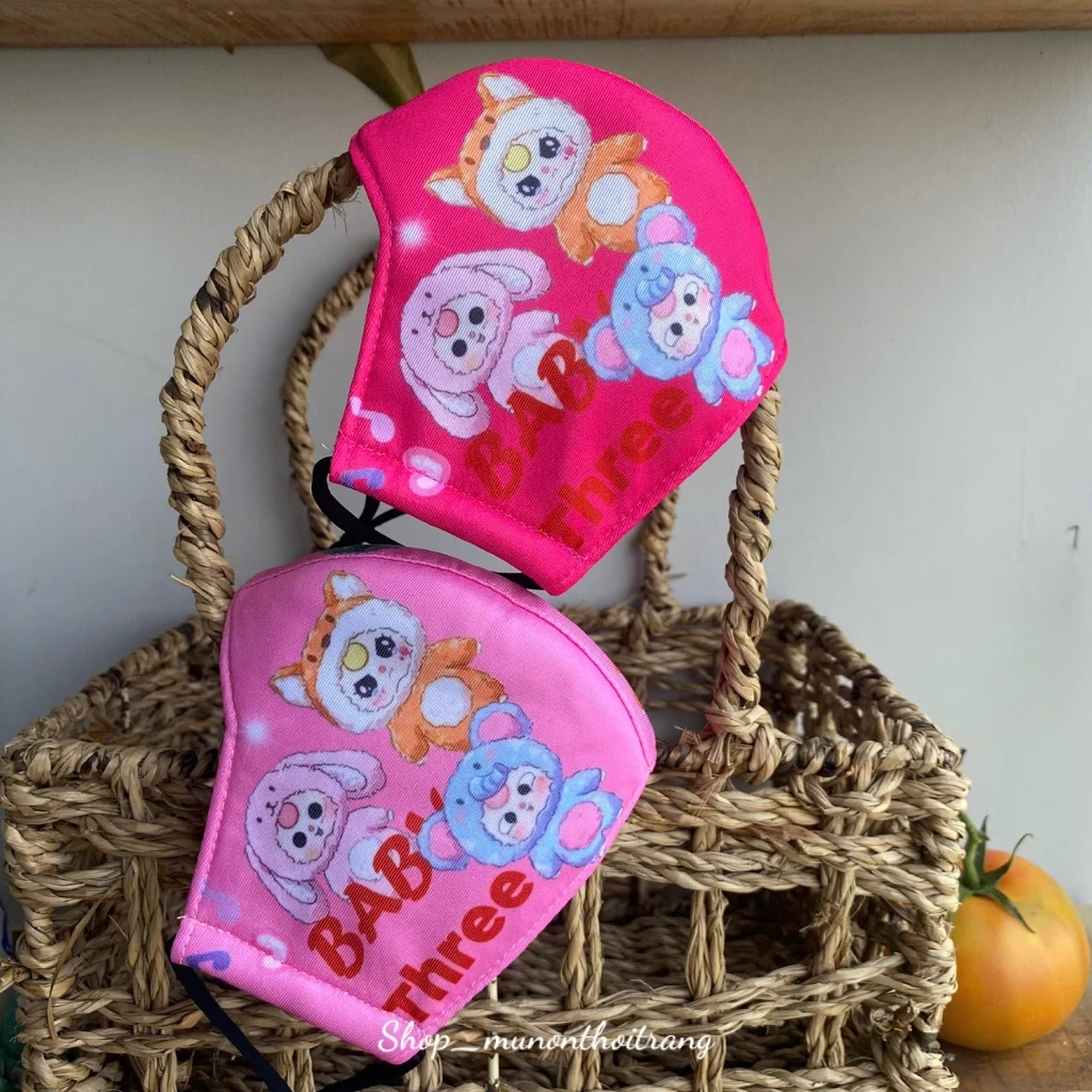 Khẩu trang vải Capy bara cho bé gái dưới 5 tuổi có dây điều chỉnh quai