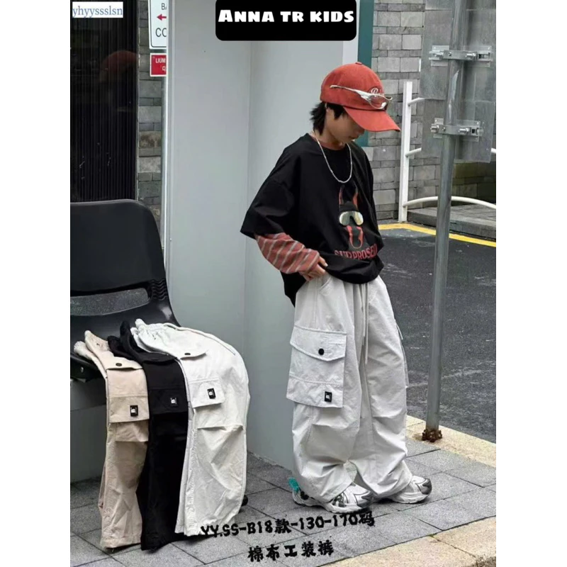 ( Ảnh Thật ) 2905 Quần dài Suông/ Jogger túi hộp chất gió , dù Bé Trai / Bé Gái Trẻ Em