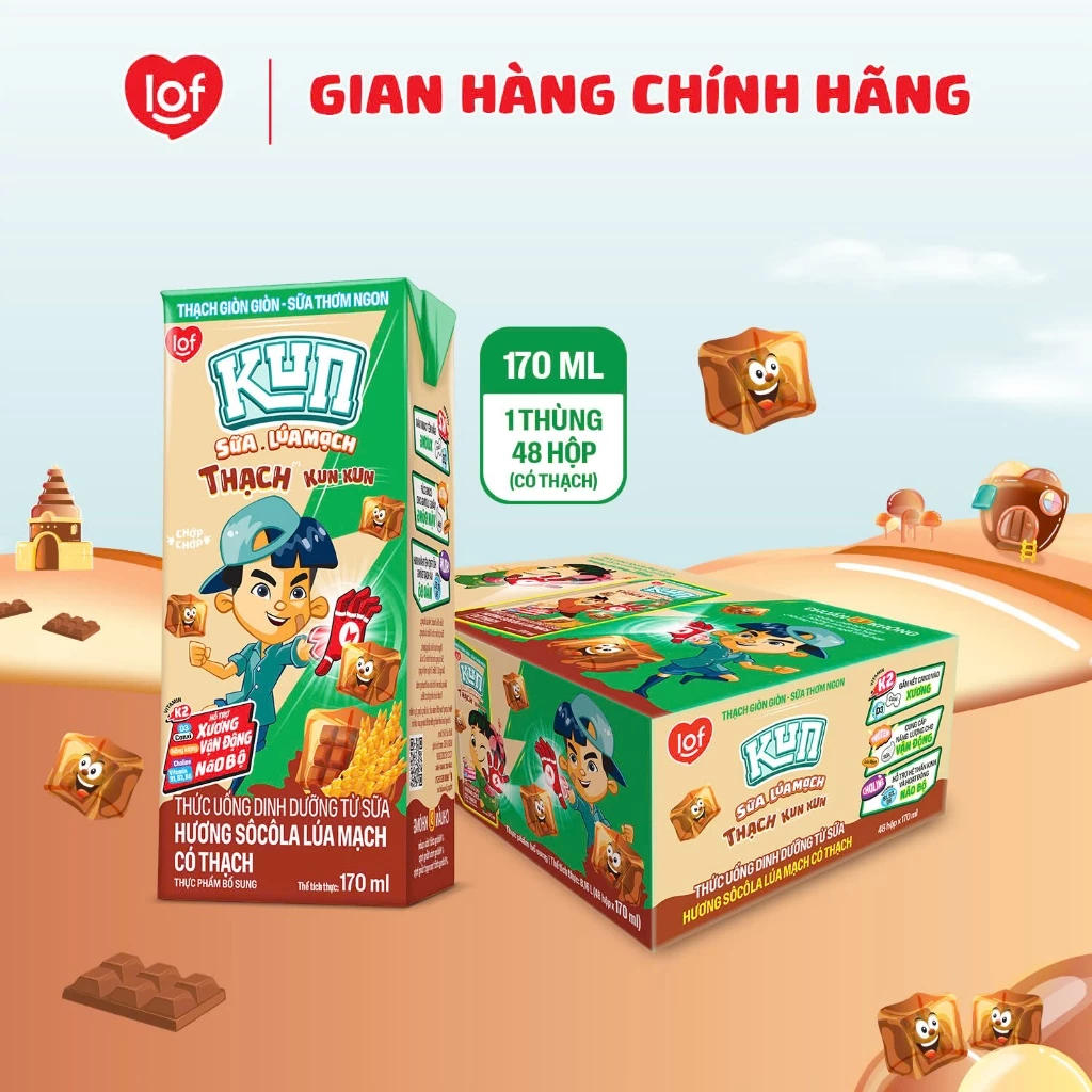 Kun Sôcôla lúa mạch có Thạch thùng 48 hộp x 170ml