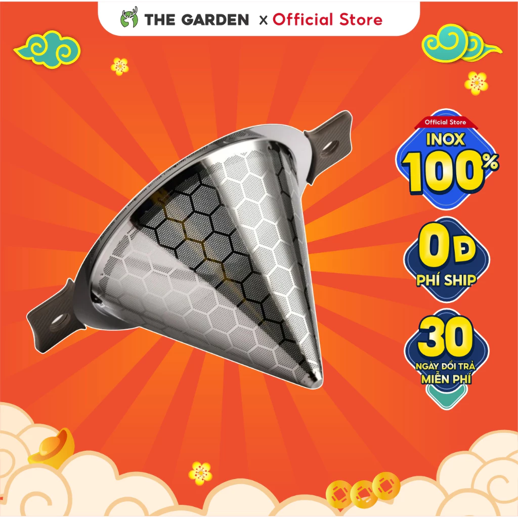 Phễu lọc trà Inox 20cm THE GARDEN - Lưới lọc 2 lớp - Lọc trà, lọc cặn nước -Dụng cụ pha chế