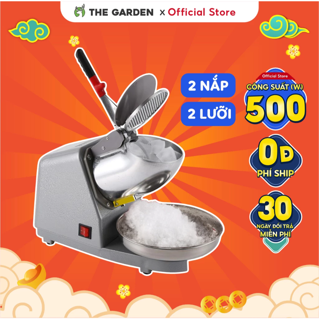 Máy Bào Đá GREENMIX 2 Lưỡi 2 Nắp, công suất 500W, Xay Đá Tuyết Siêu Mịn Bảo Hành 12 tháng