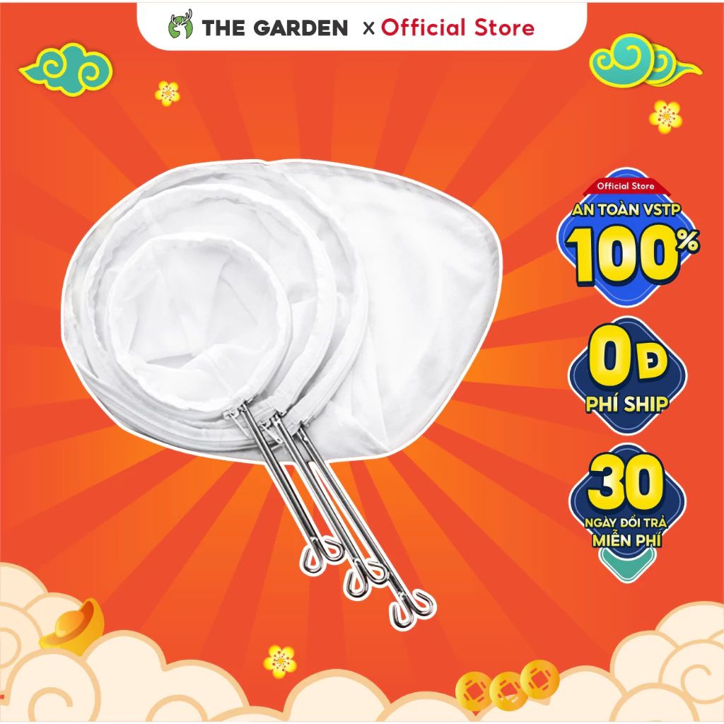 VỢT VẢI CÁN INOX lọc trà/cà phê đường kính 15 cm x Dài 29 cm - THE GARDEN