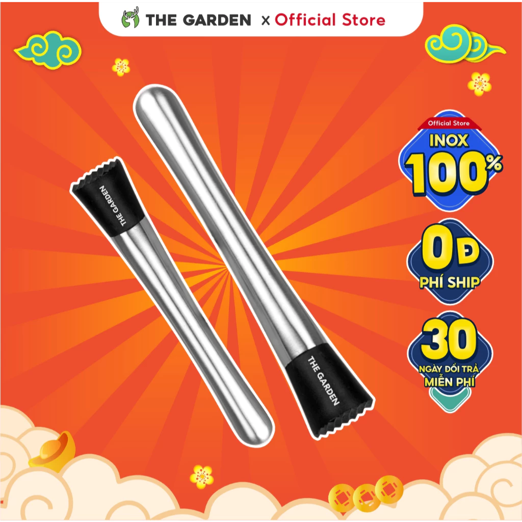Chày bar dầm pha chế inox 21cm đầu nhựa cao cấp (chất liệu inox) - GREENBAR