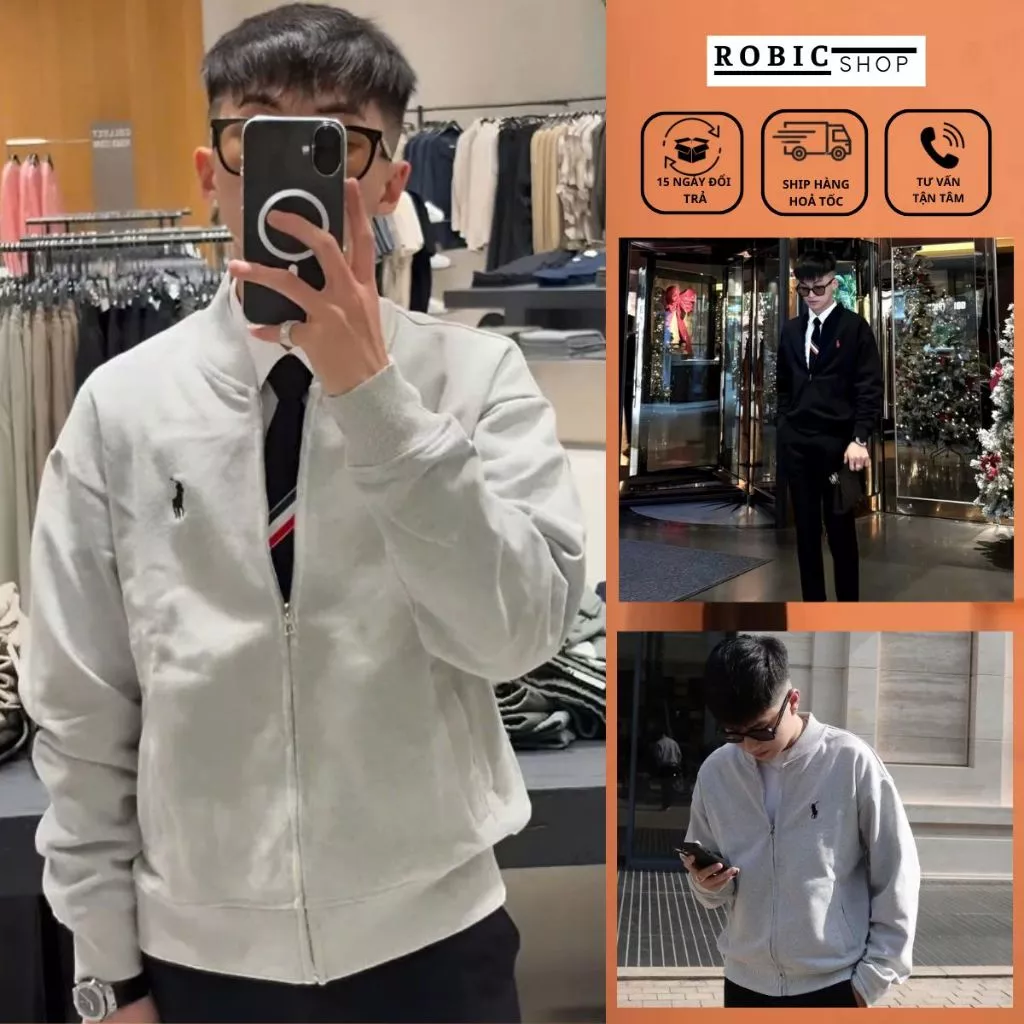 Áo Khoác Bomber Nam Rap Lau Ren Siêu Đẹp - Áo Khoác Zip Thêu Ngựa Chất Nỉ Cao CấpThời Trang Unisex-ROBIG
