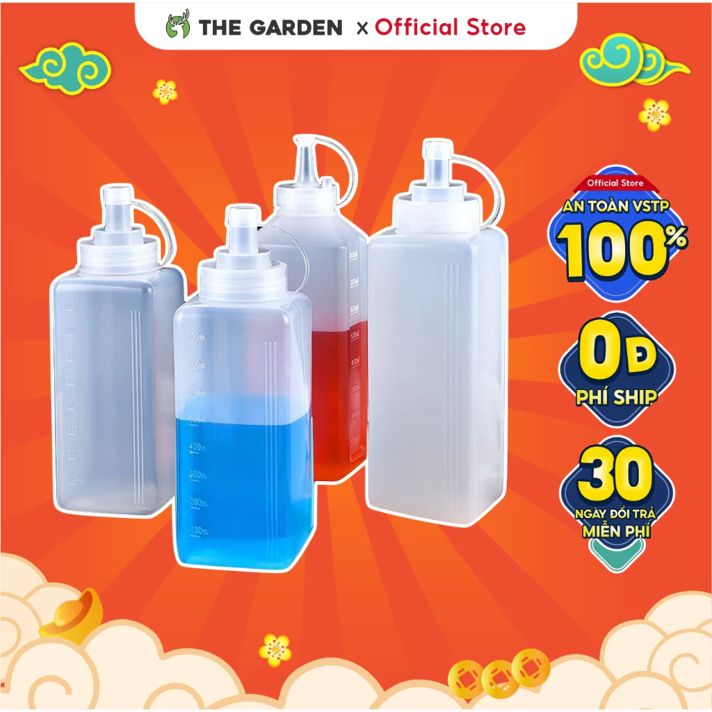 Bình Nhựa Thực Phẩm Đựng Tương, Sirup, Nước Sốt, siro - Nhiều Dung Tích - Có Vạch Chia -  GREENBAR