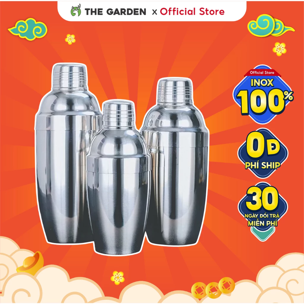 Bình lắc shaker pha chế chất liệu inox (350 - 550 - 750 ml) - THE GARDEN