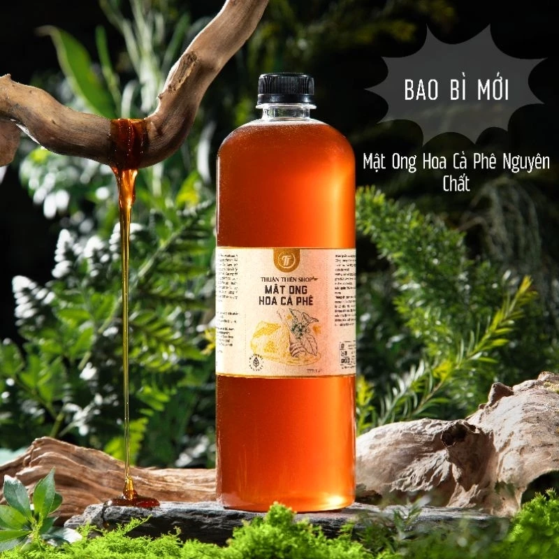 Mật Ong Hoa Cà Phê Lâm Đồng Thuận Thiên - Chai 1Lít - Không Đường Hóa Học, Không Chất Bảo Quản