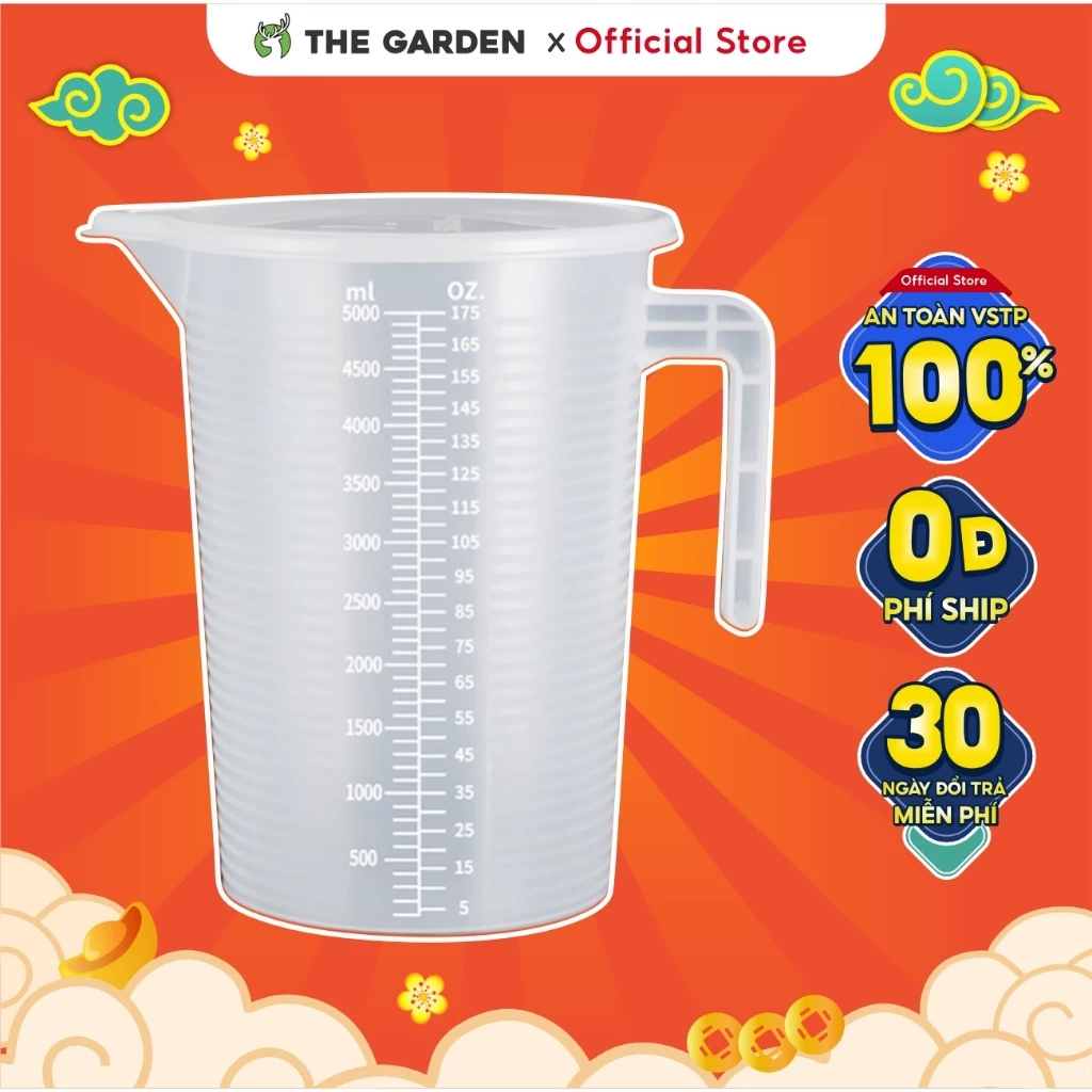 Ca đong định lượng THE GARDEN IGWT x GREENBAR dung tích 5000ml có nắp - Có chia vạch - Dụng cụ pha chế chính hãng