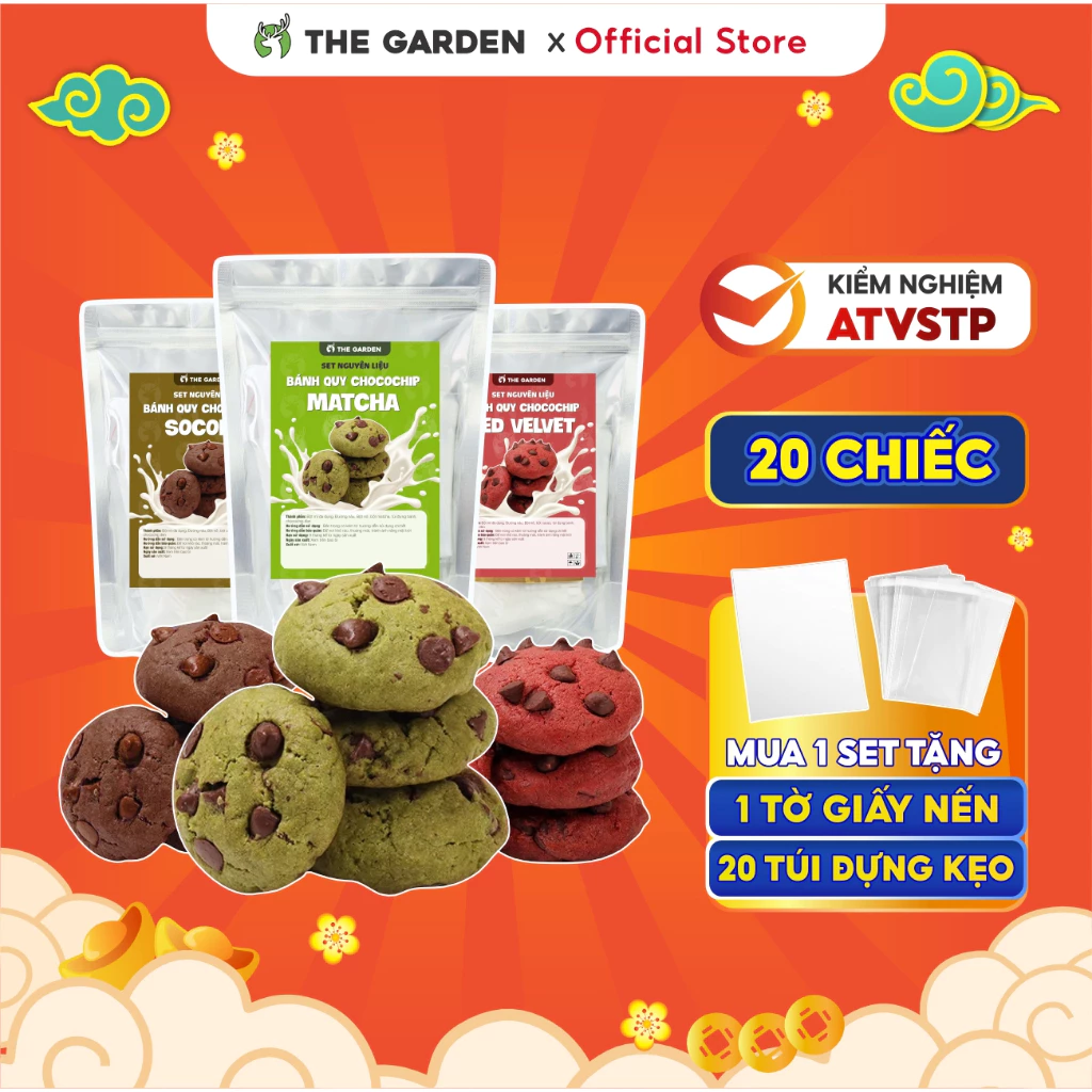 Set nguyên liệu làm bánh Chocochip Cookie - THE GARDEN IGWT nguyên liệu làm bánh quy tại nhà thành phẩm 20 chiếc