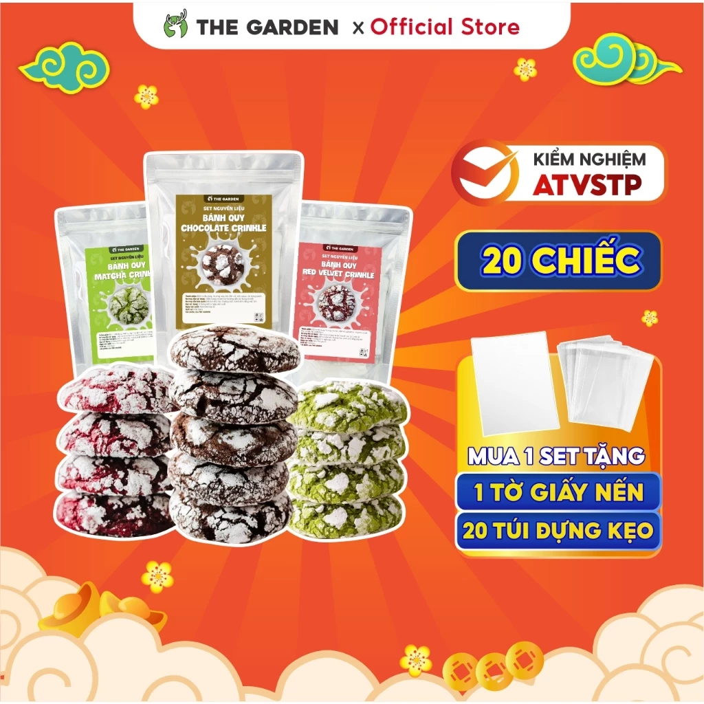 Set nguyên liệu làm bánh Crinkle Cookie THE GARDEN IGWT thành phẩm 20 chiếc