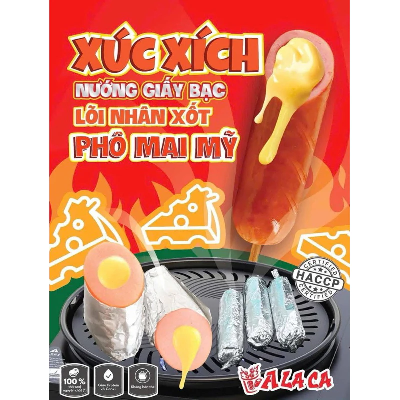 Xúc xích Nướng Giấy Bạc Lõi Nhân Sốt Phomai Mỹ Hotrend
